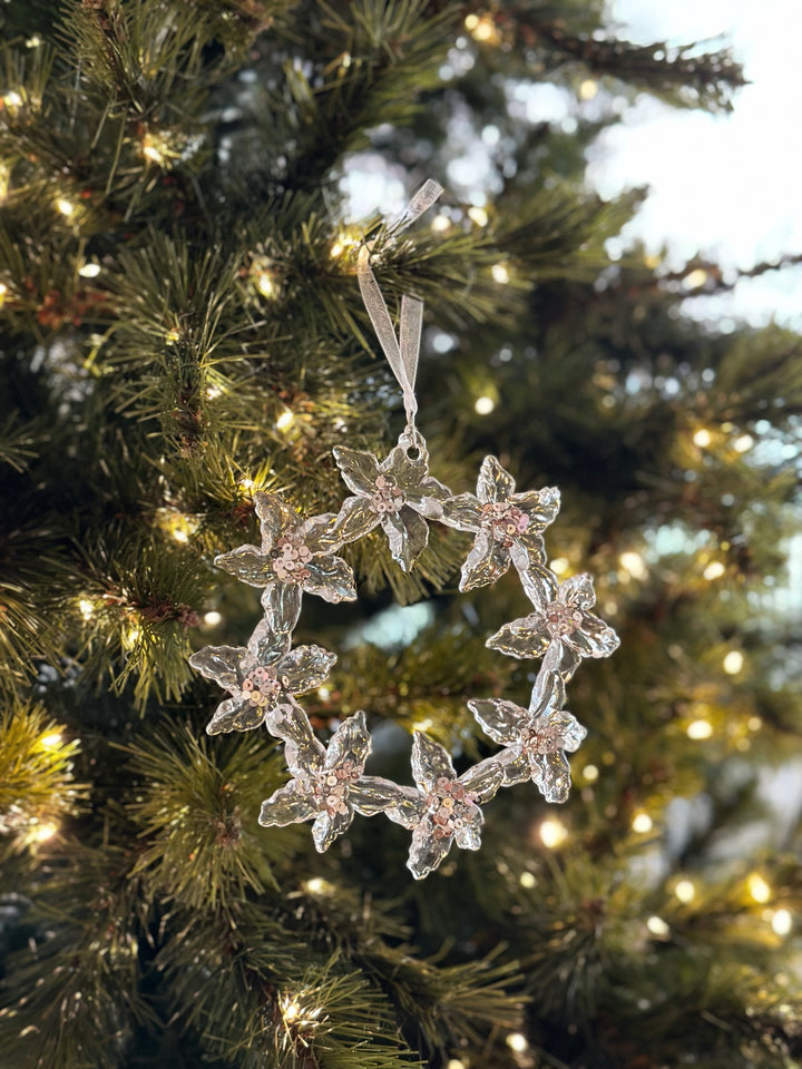Glittering Floral Wreath Ornament