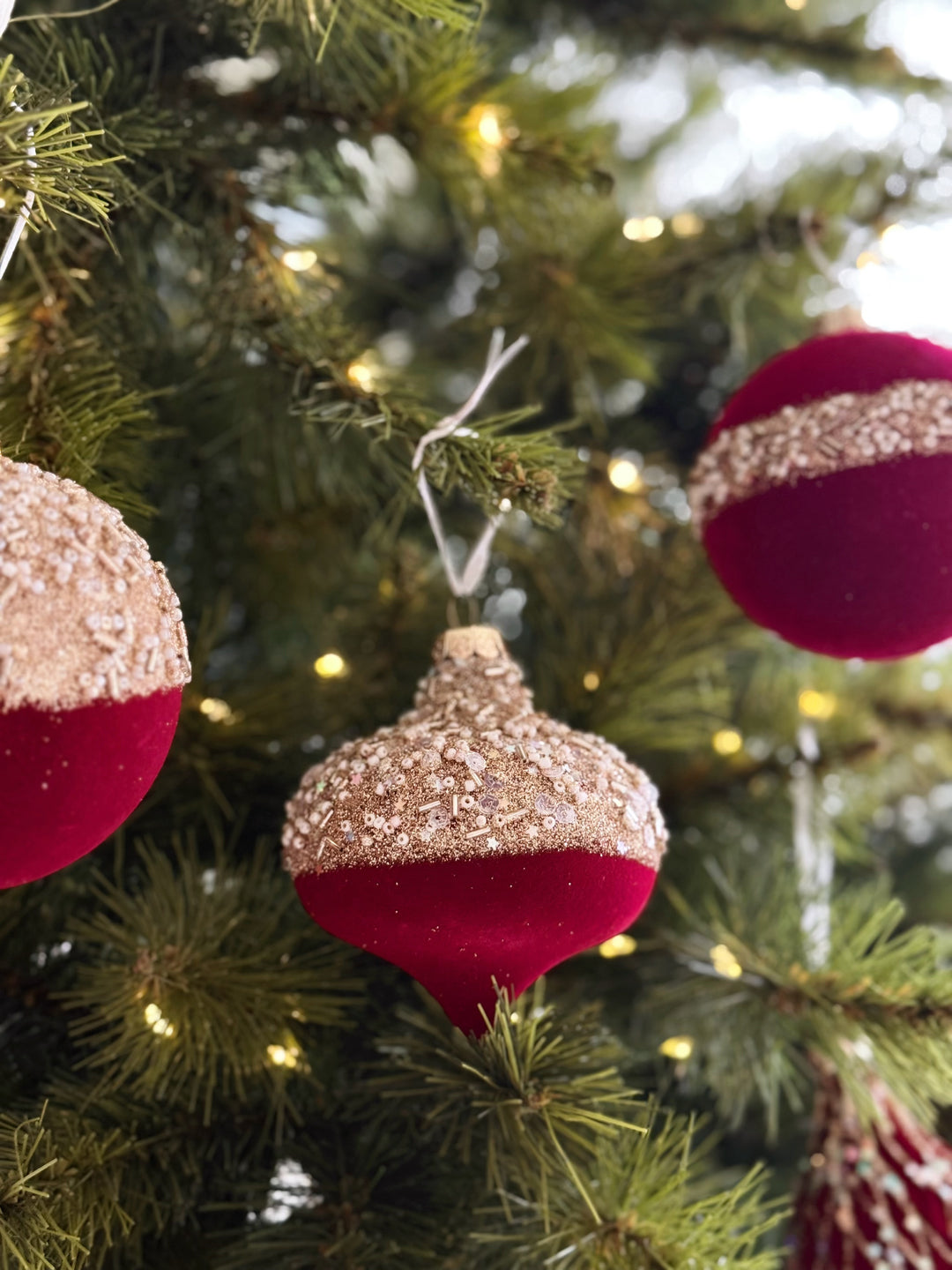 Burgundy Royale Velvet Christmas Bauble Set (set of 10)