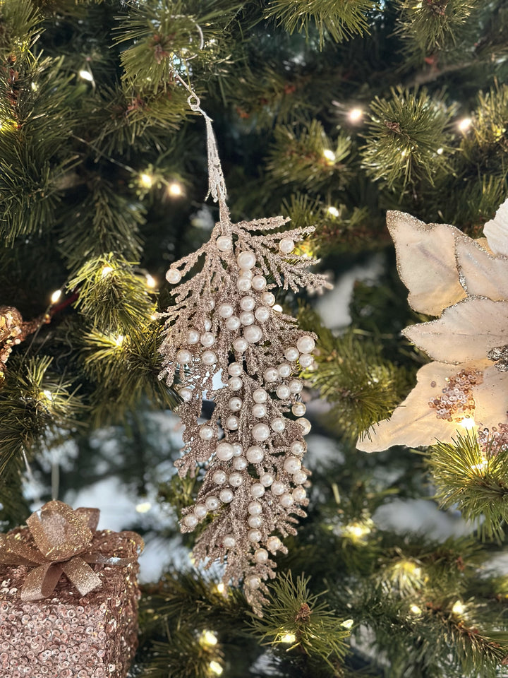 PRE-ORDER (19-20 Oct): Glittered Champagne Fern Ornament