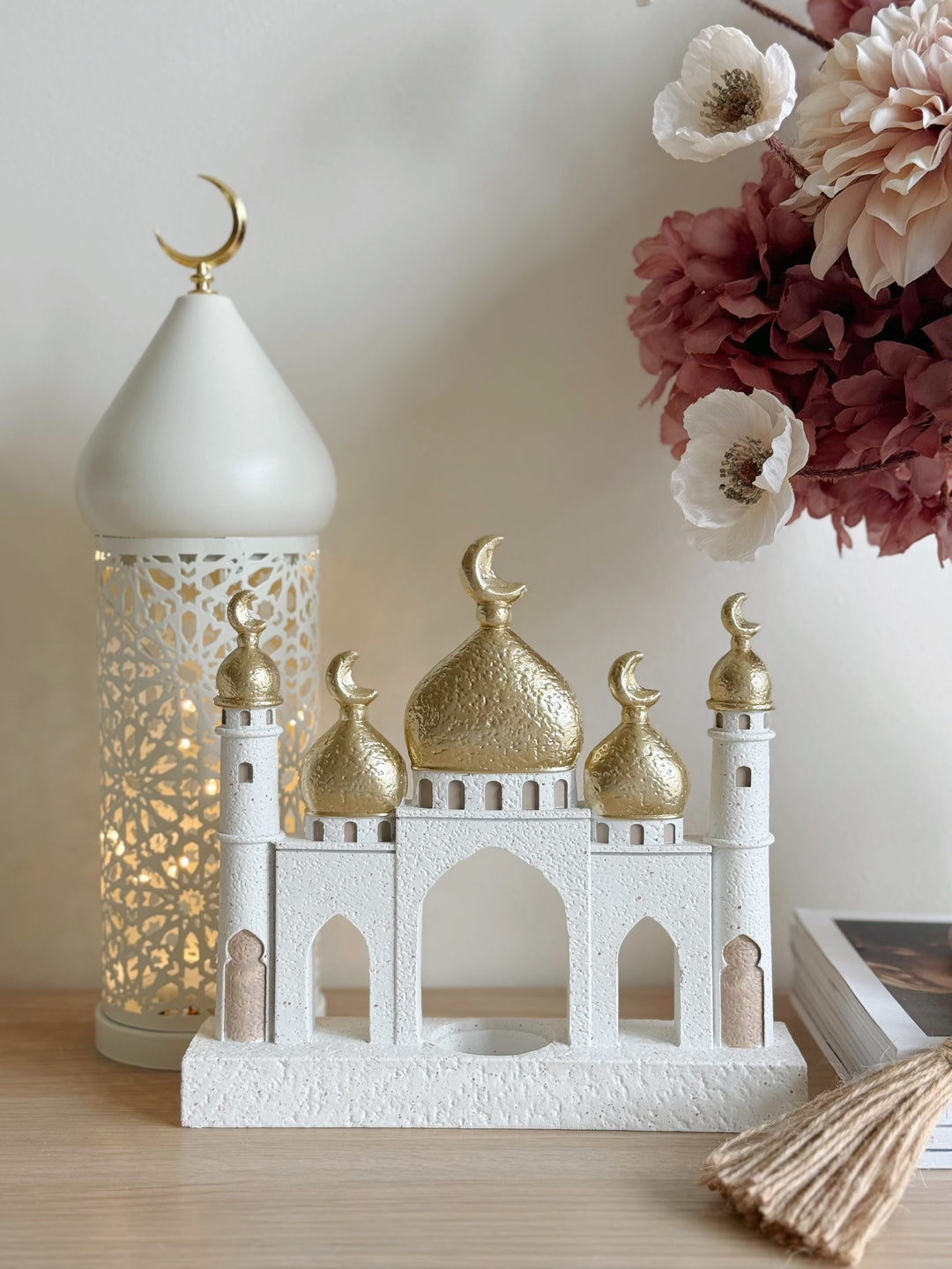 Golden Crescent Mosque Tealight Holder