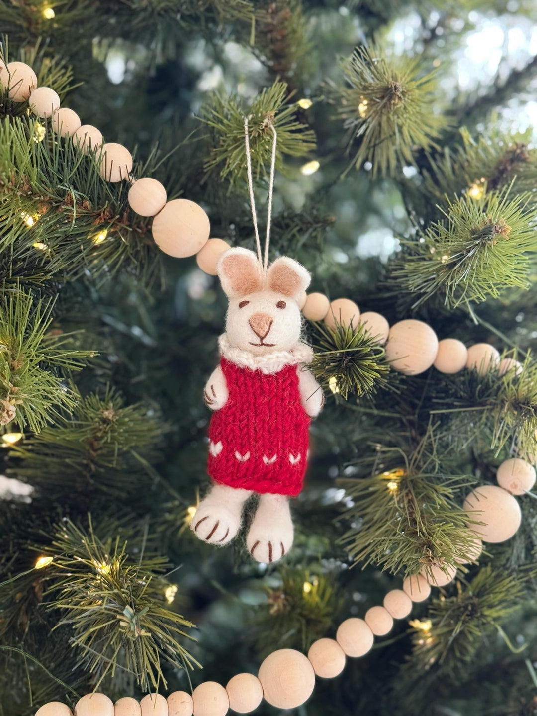 Winter Knit Bunny Felt Ornament