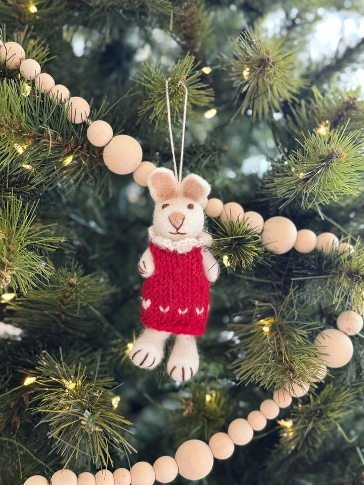 Winter Knit Bunny Felt Ornament