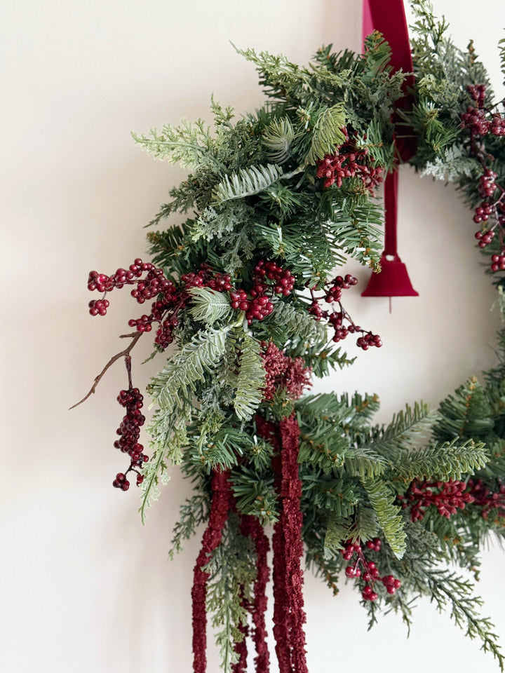 Burgundy Woodland Christmas Wreath
