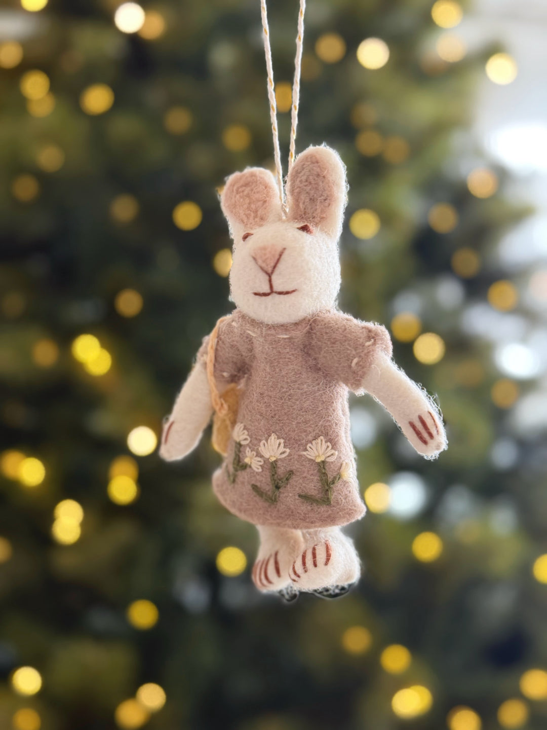 Daisy Dress Bunny Wool Felt Ornament