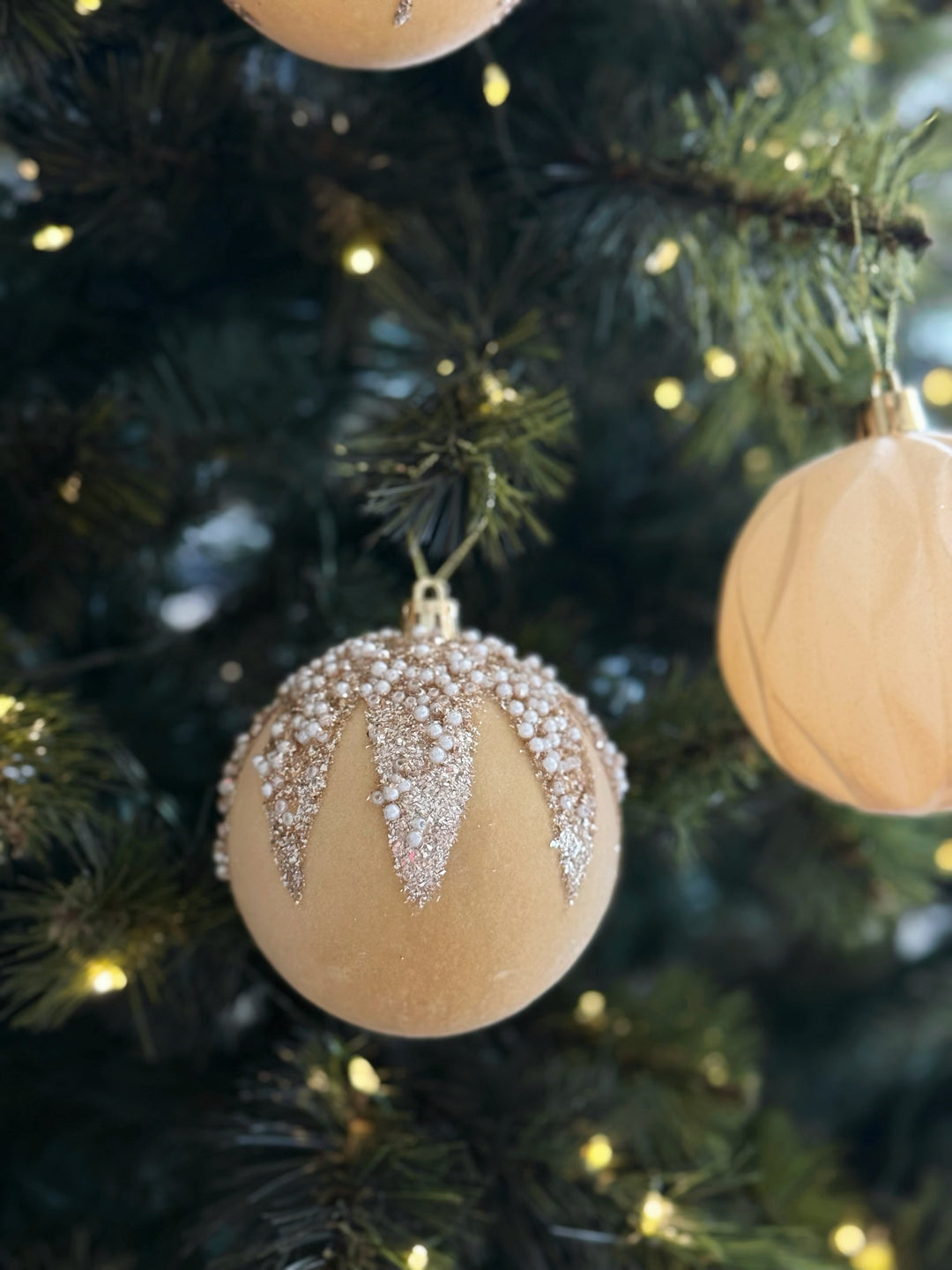 Champagne Velvet 8cm Bauble (set of 4)