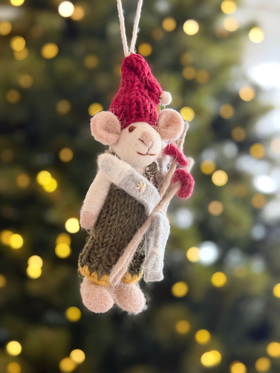 Ski Trip Mouse Wool Felt Ornament