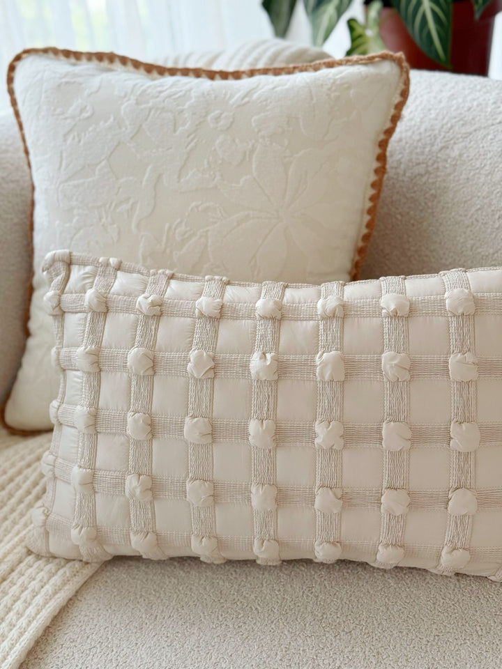 Bubble Grid Cream Latte Waist Cushion Cover