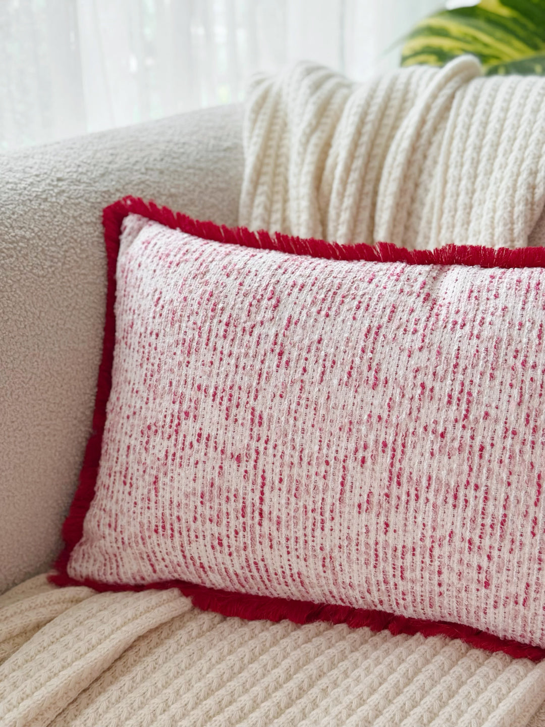 Blush Fleck Fringe Waist Cushion Cover