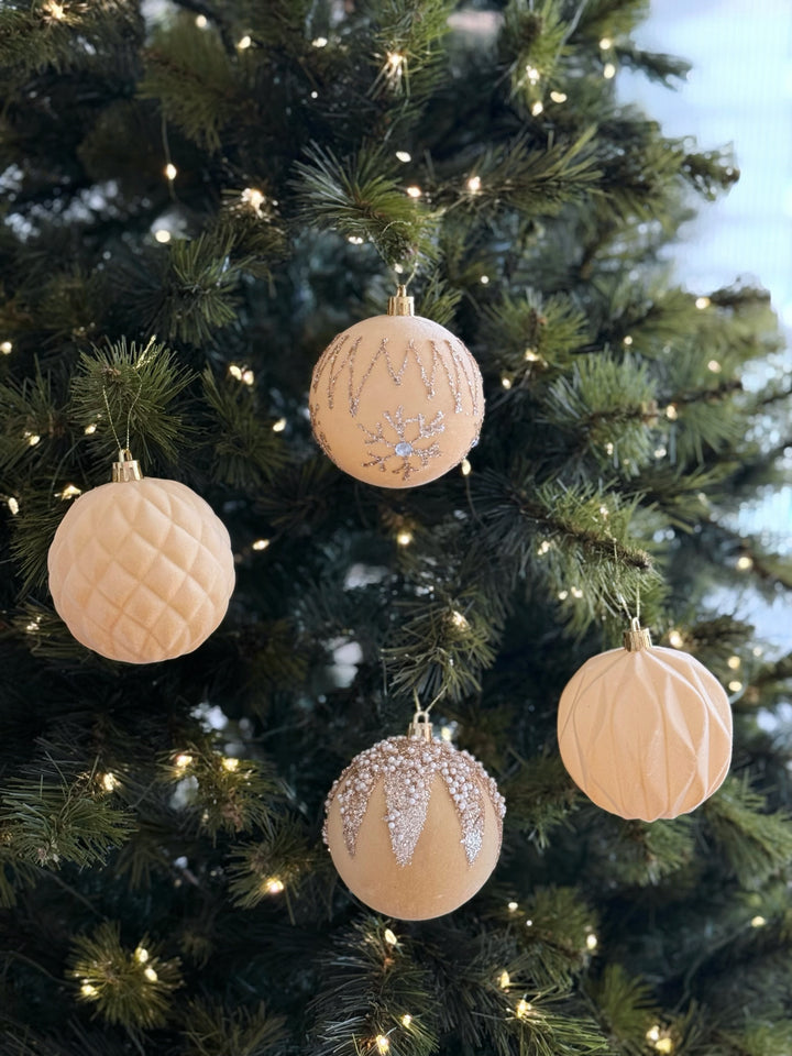 Champagne Velvet 8cm Bauble (set of 4)