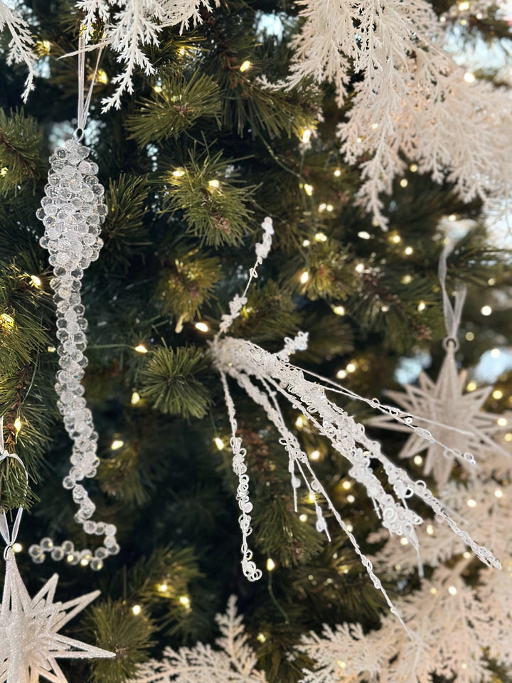 White Sparkly Sequin Beaded Branch (set of 2)