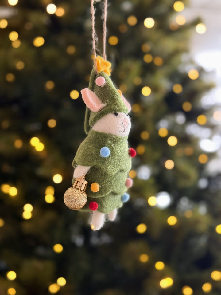 Christmas Tree Mouse Felt Ornament