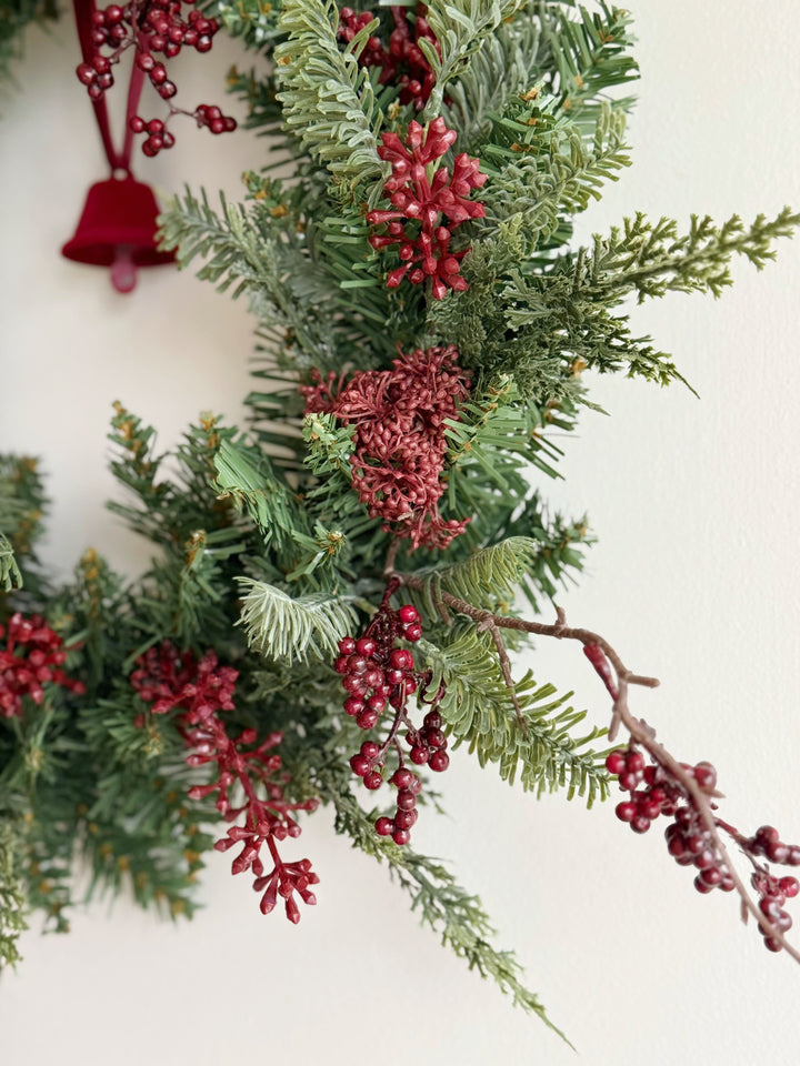 Burgundy Woodland Christmas Wreath