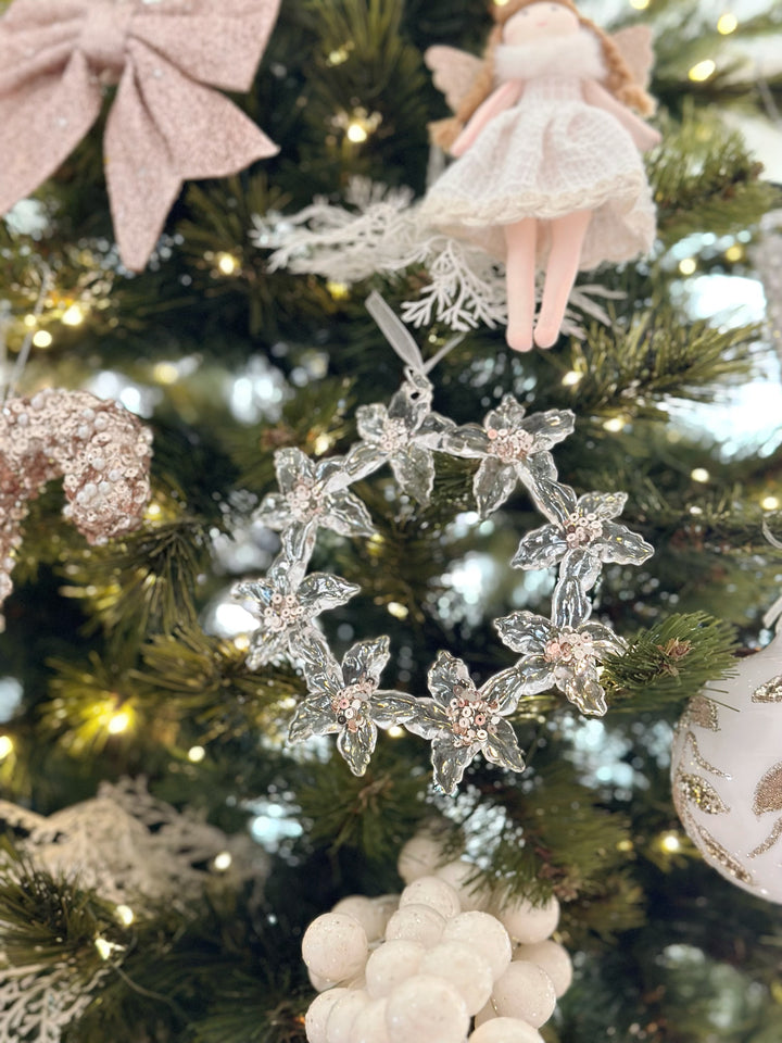 Glittering Floral Wreath Ornament