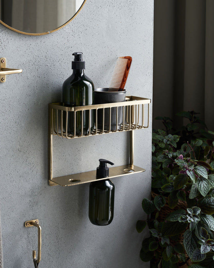 Bath Basket and Bottle Hanger - Brass