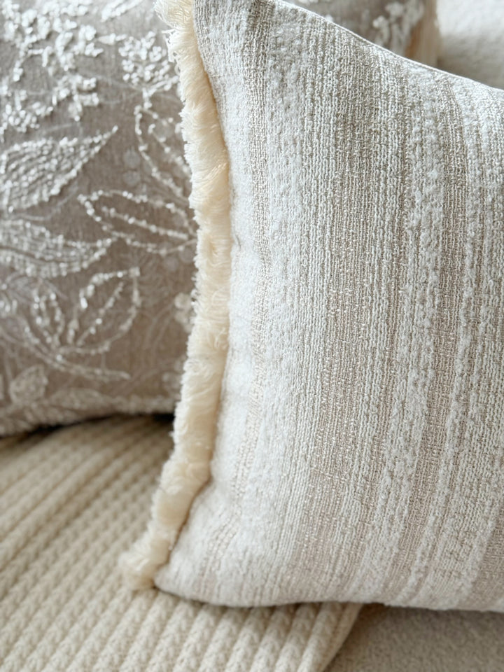 Ivory Fringe Texture Cushion Cover