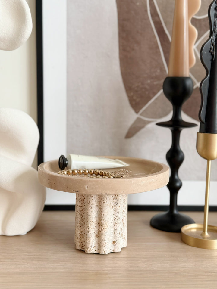 Arcadia Column Travertine Tray