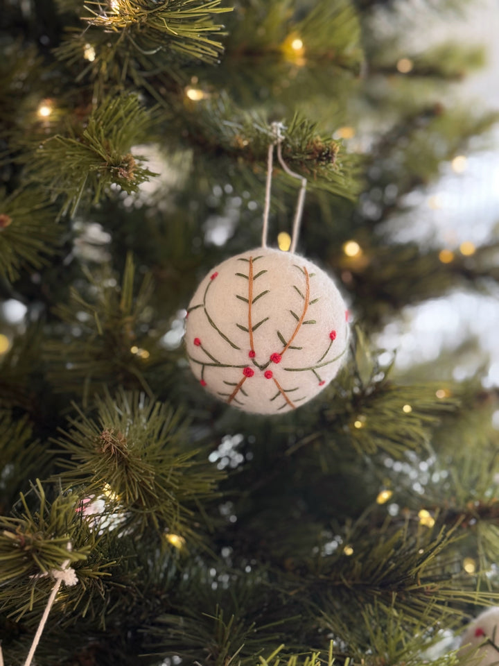 PRE-ORDER (19-23 Oct): Winter Botanicals Embroidered Felt Baubles (set of 4)
