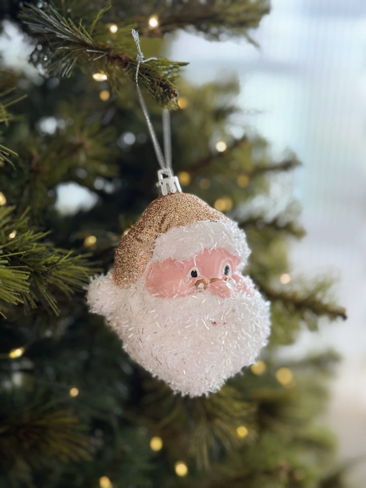 Golden Sparkle Santa Ornament