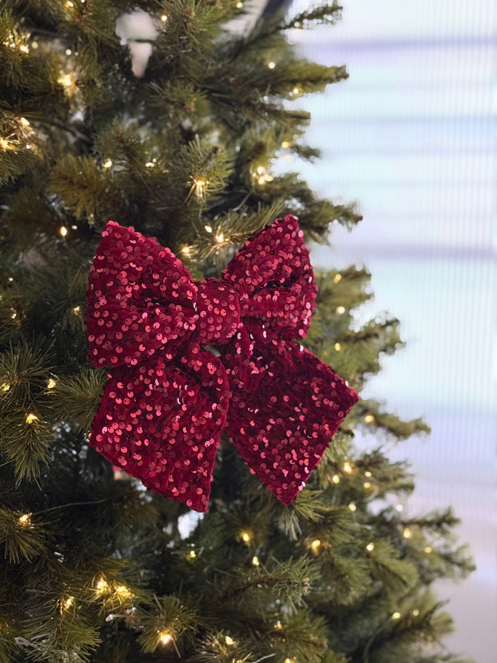 Crimson Sequin Bow