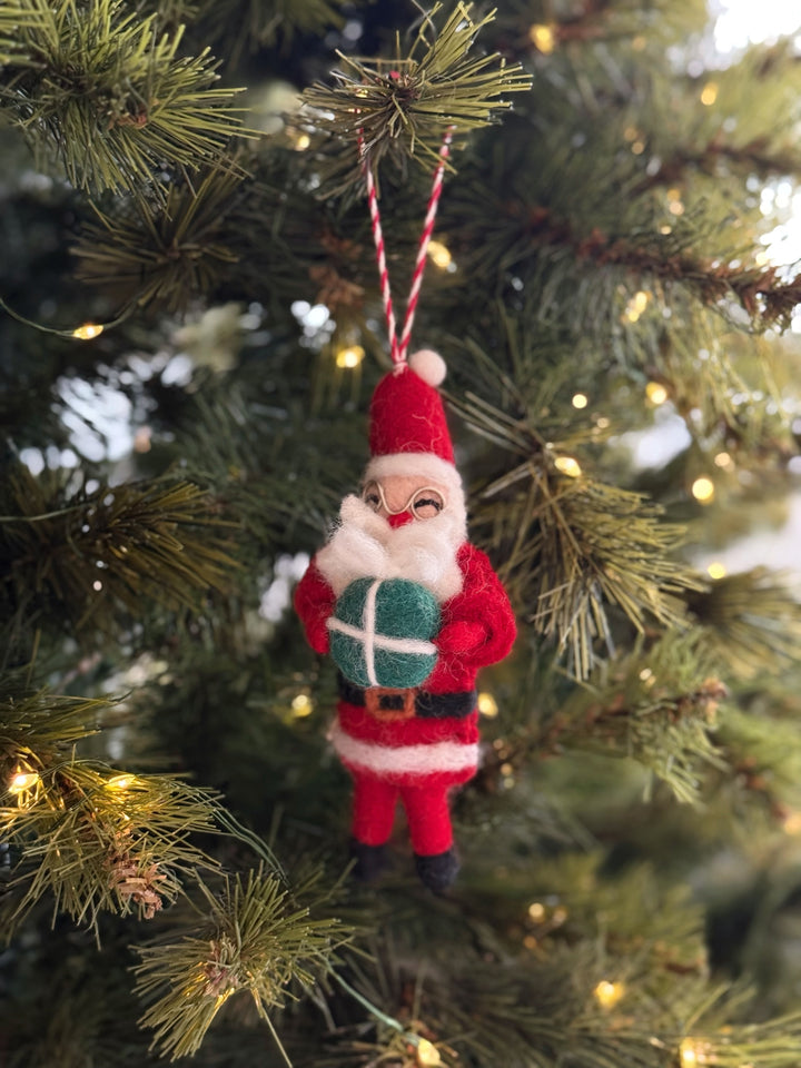 Santa with Gift Felt Ornament