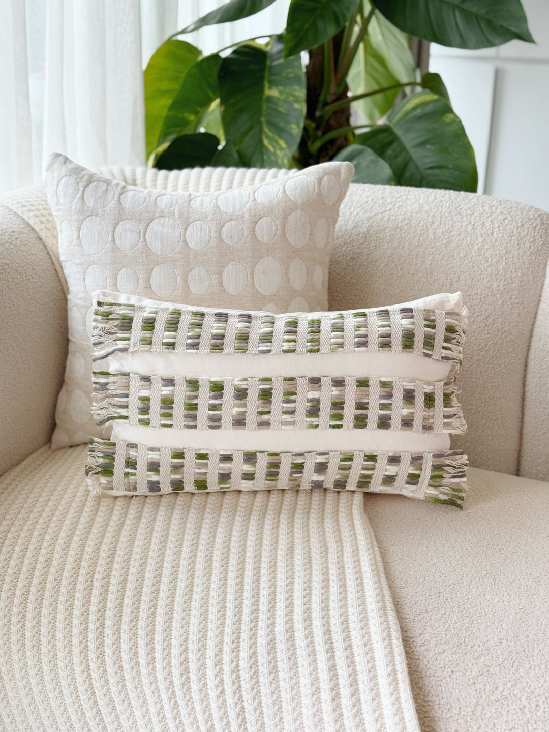 Verdant Loom Fringe Waist Cushion Cover