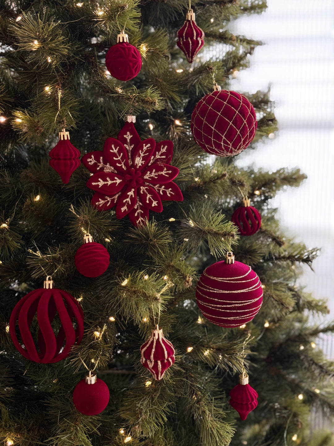 Ruby Wishes Velvet Christmas Ornament Set (set of 24)