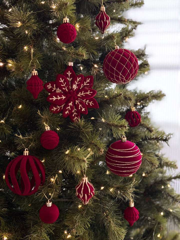 Ruby Wishes Velvet Christmas Ornament Set (set of 24)
