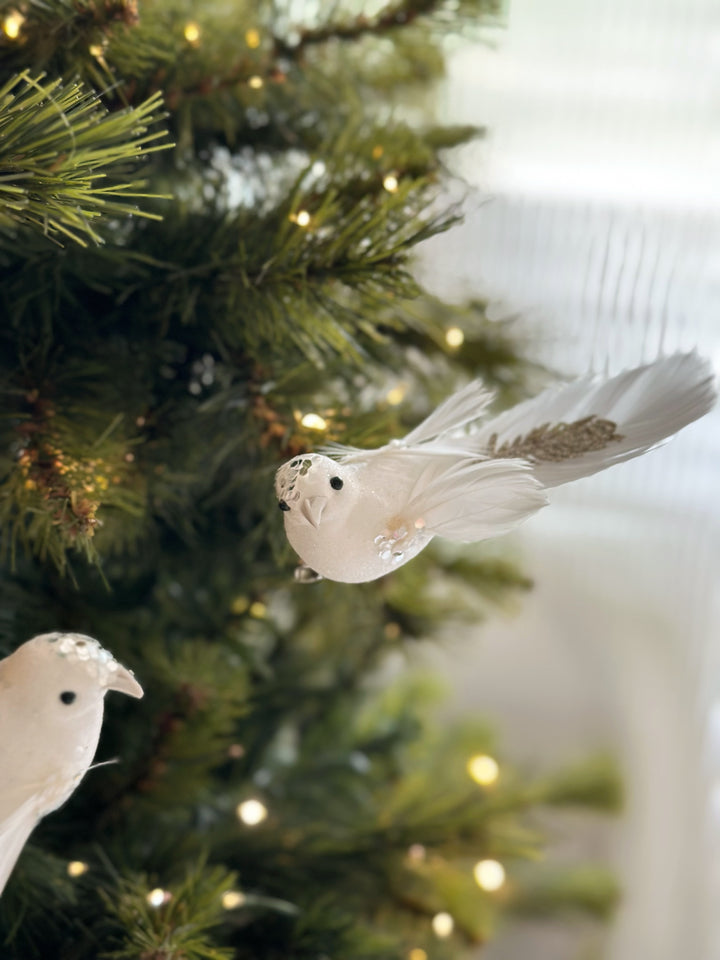 PRE-ORDER (15-21 Oct): Snowy Elegance Bird Clip Ornaments (pair)