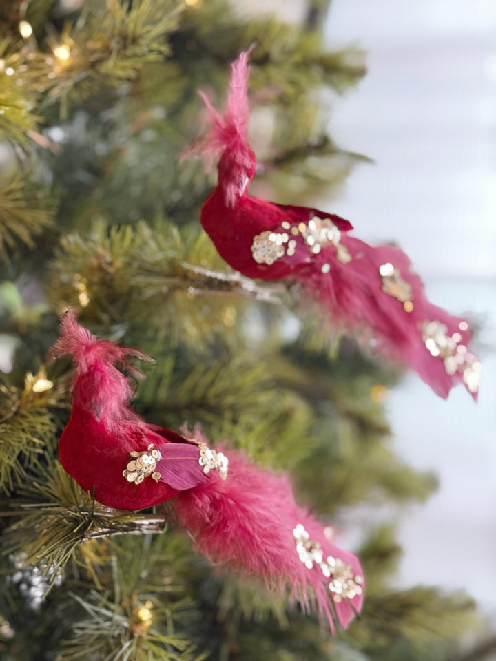Crimson Luxe Tailfeather Bird Set (set of 2)