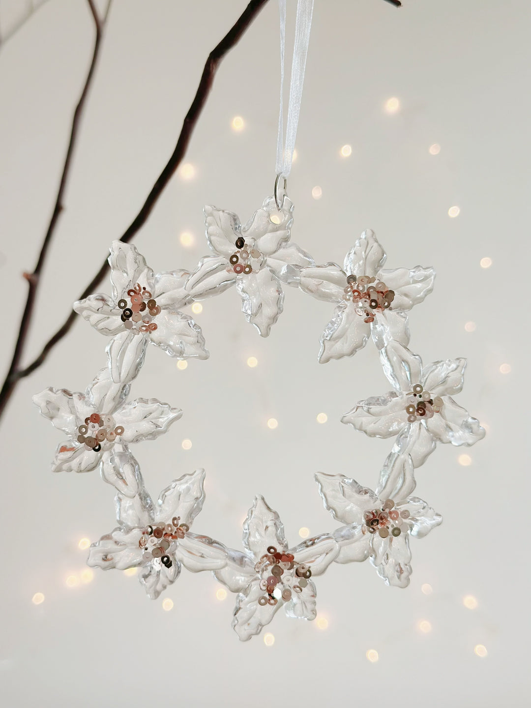 Glittering Floral Wreath Ornament
