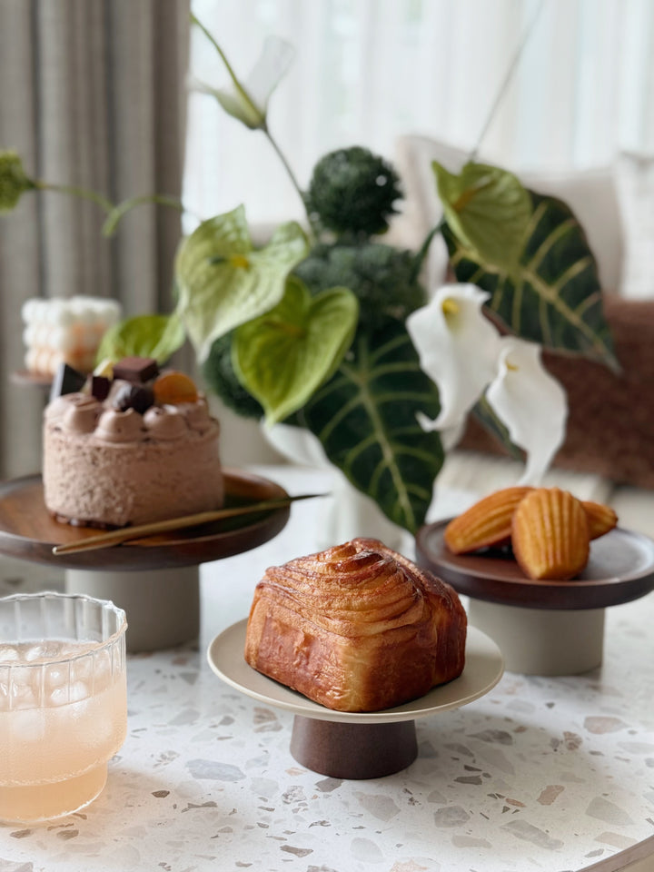 Walnut & Stone Dessert Pedestal