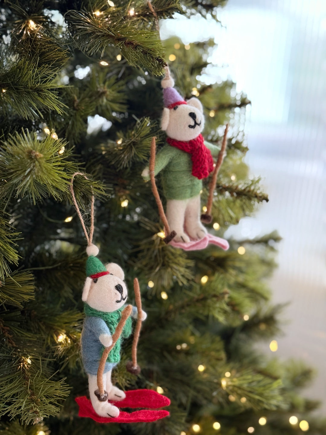 Alpine Ski Bears Felt Ornaments (2 options)