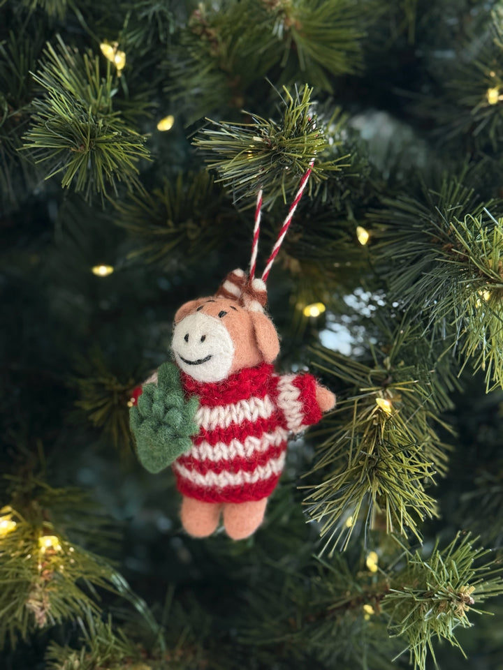Cow in Sweater Felt Ornament