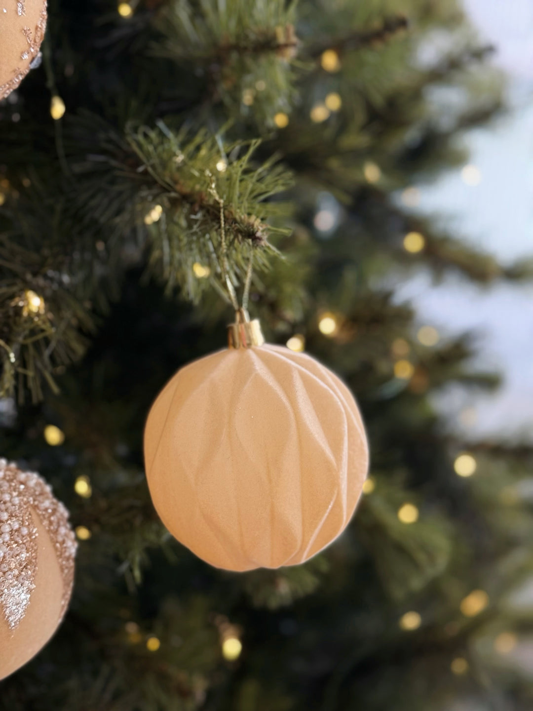 Champagne Velvet 8cm Bauble (set of 4)