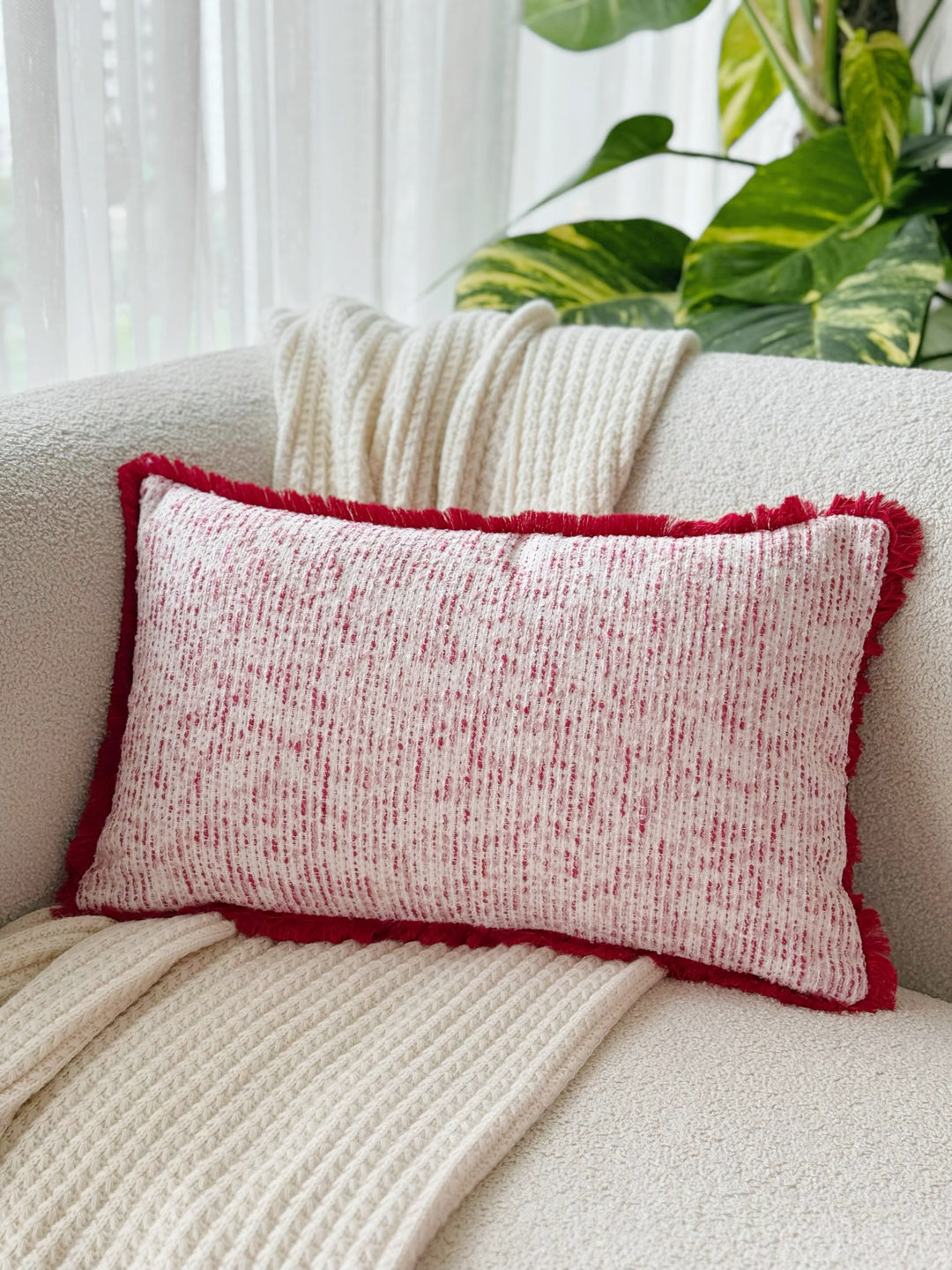 Blush Fleck Fringe Waist Cushion Cover