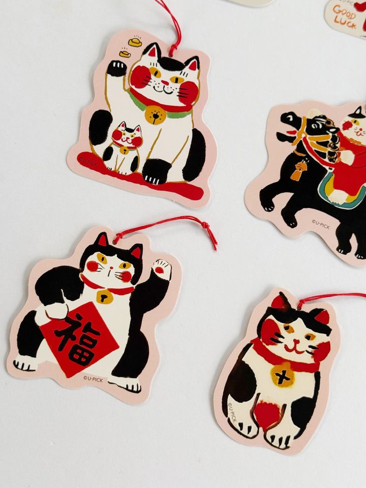 Lucky Cat Blessings Hanging Ornament Set (Set of 6)