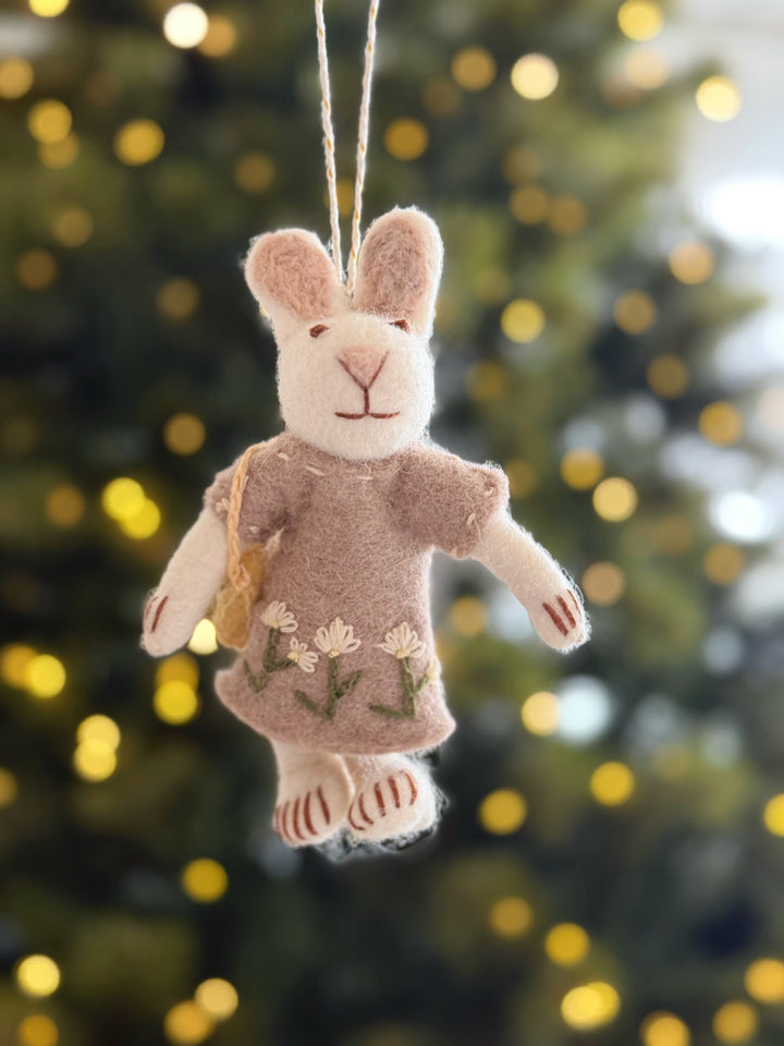 Daisy Dress Bunny Wool Felt Ornament
