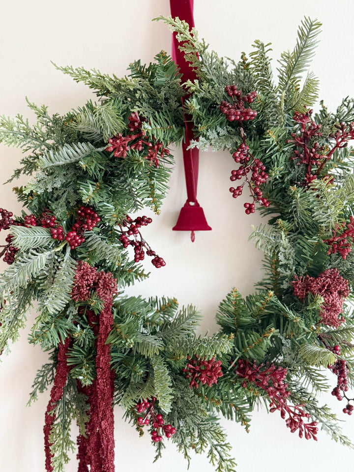 Burgundy Woodland Christmas Wreath
