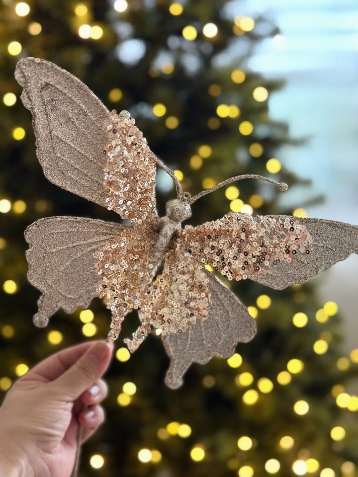 Champagne Flutter Glitter Butterfly Pick