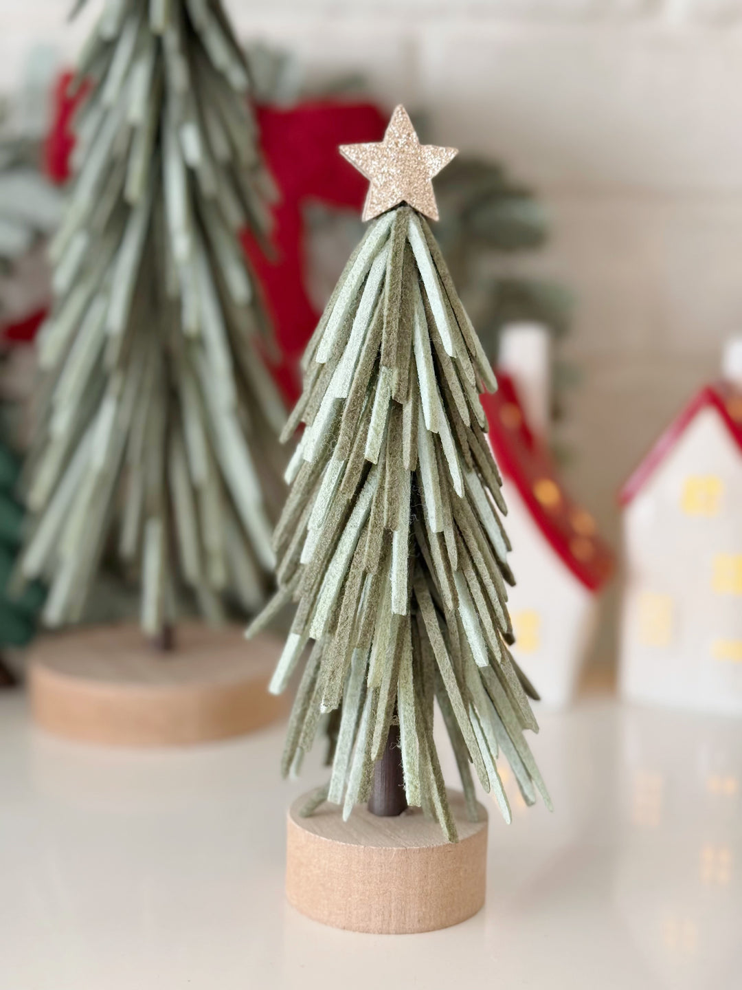 Sage Fringe Felt Trees (2 Sizes)