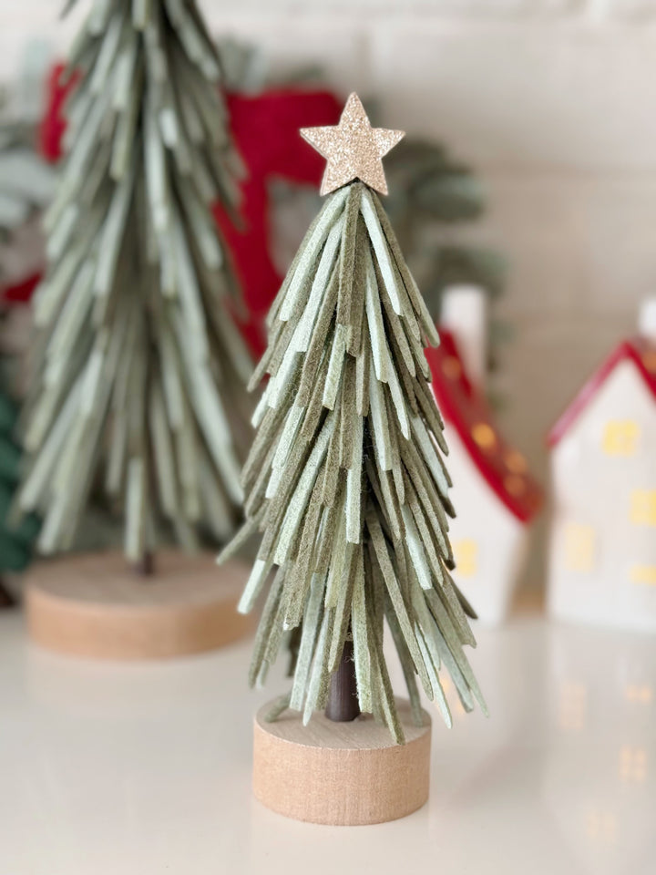 Sage Fringe Felt Trees (2 Sizes)