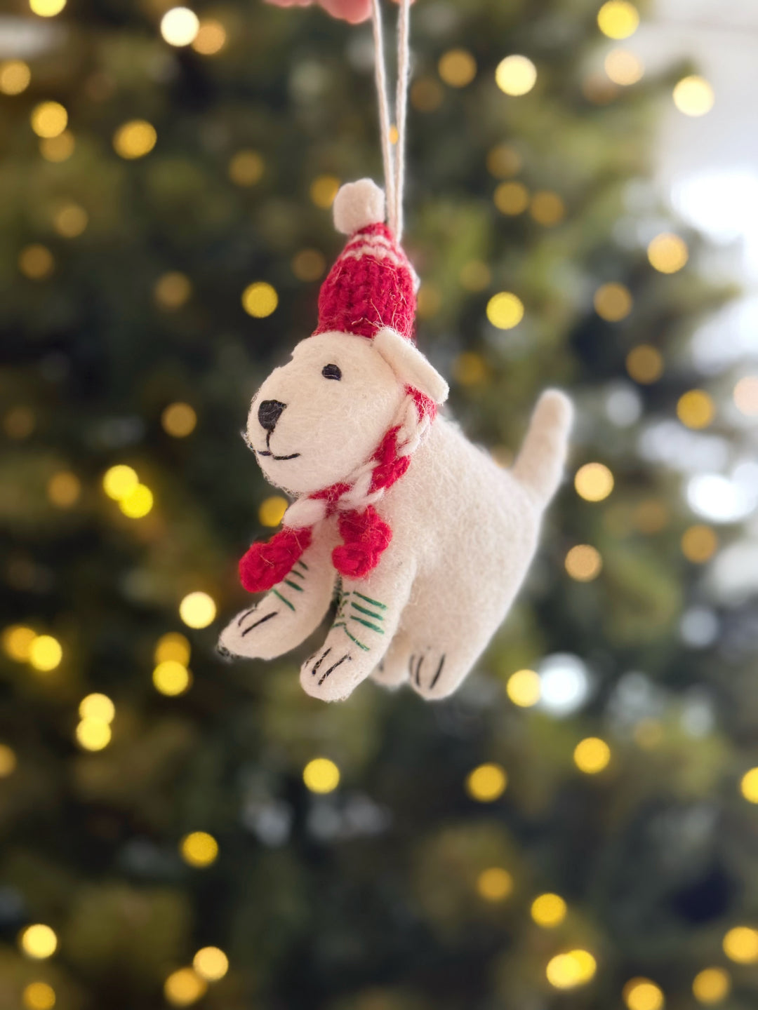 Snowy Winter Pup Wool Felt Ornament