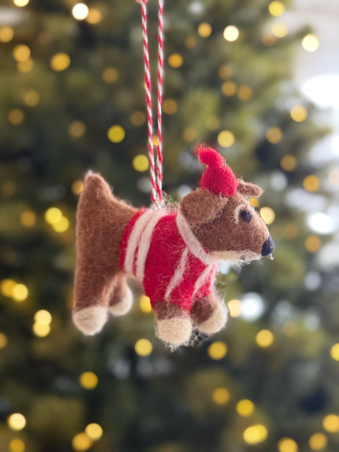 Santa Cape Pup Wool Felt Ornament