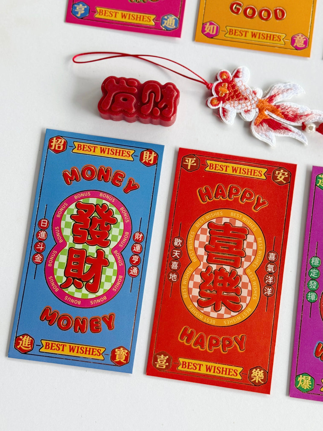 Bold Wishes Typography Red Packet Set (Set of 6)