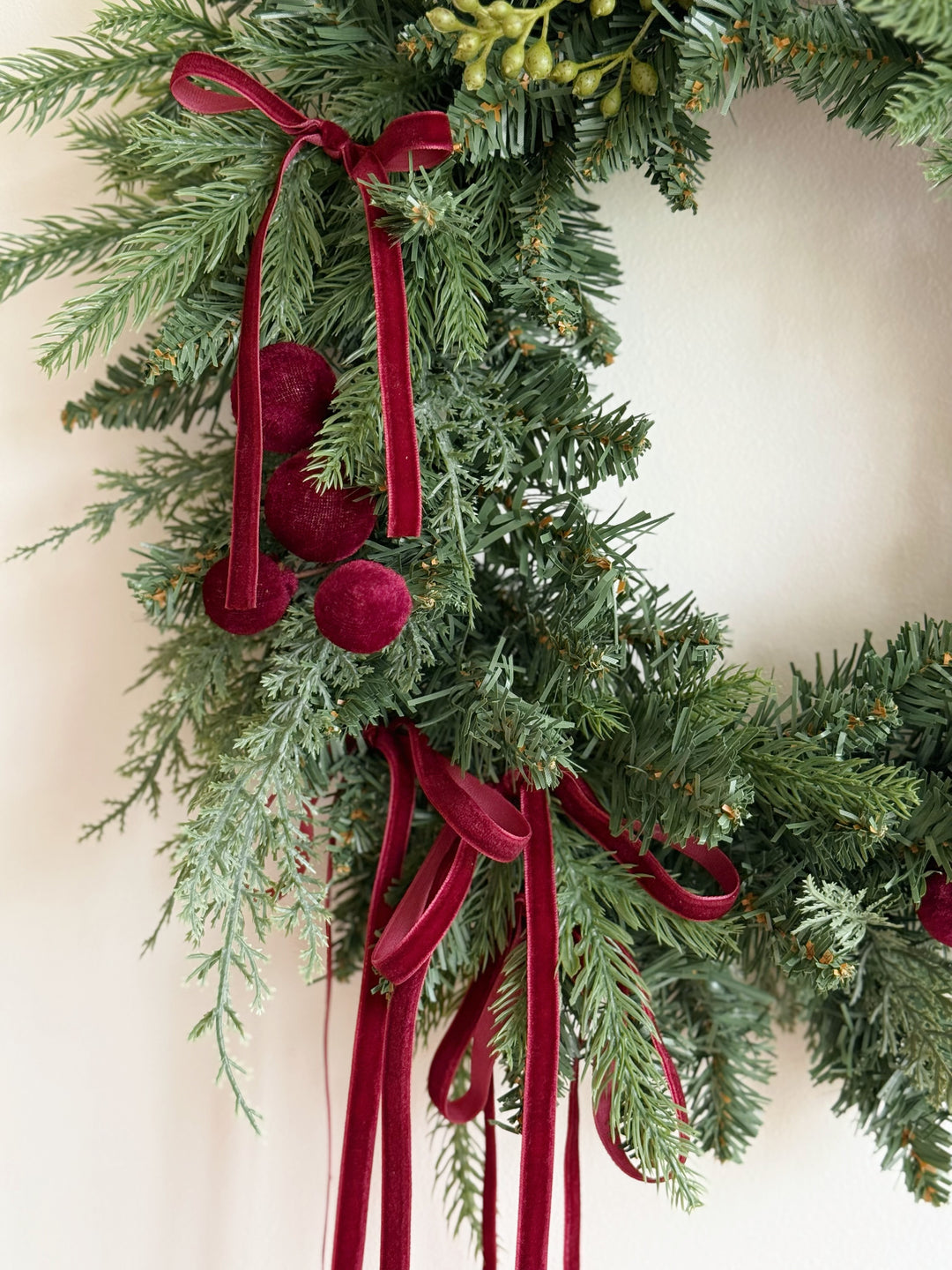 Crimson Velvet Christmas Wreath