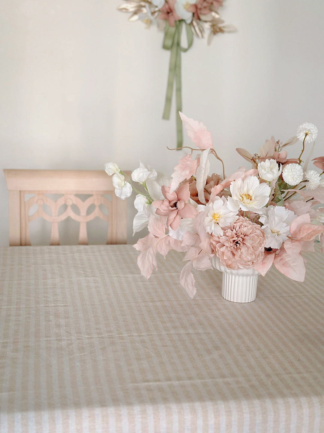 Latte Stripe Elegance Table Cloth