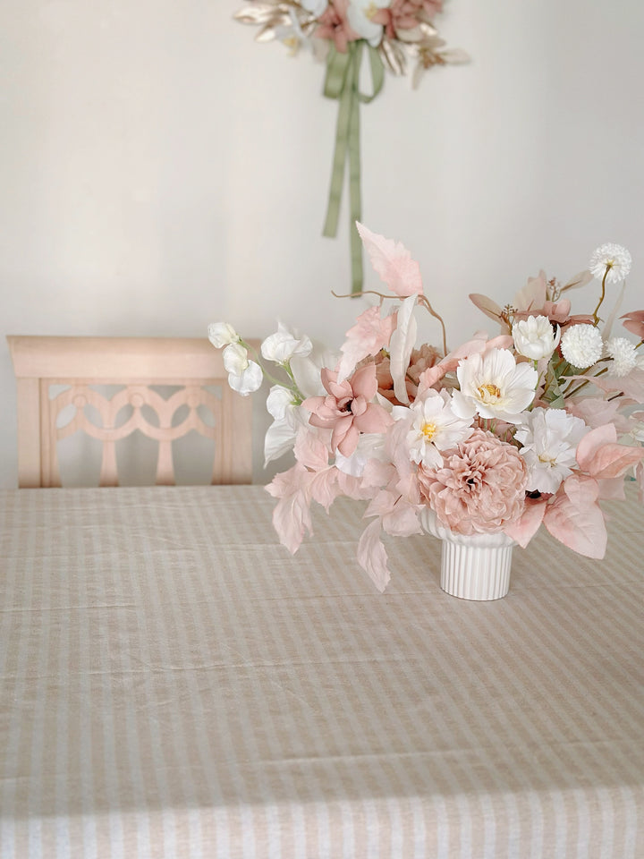 Latte Stripe Elegance Table Cloth