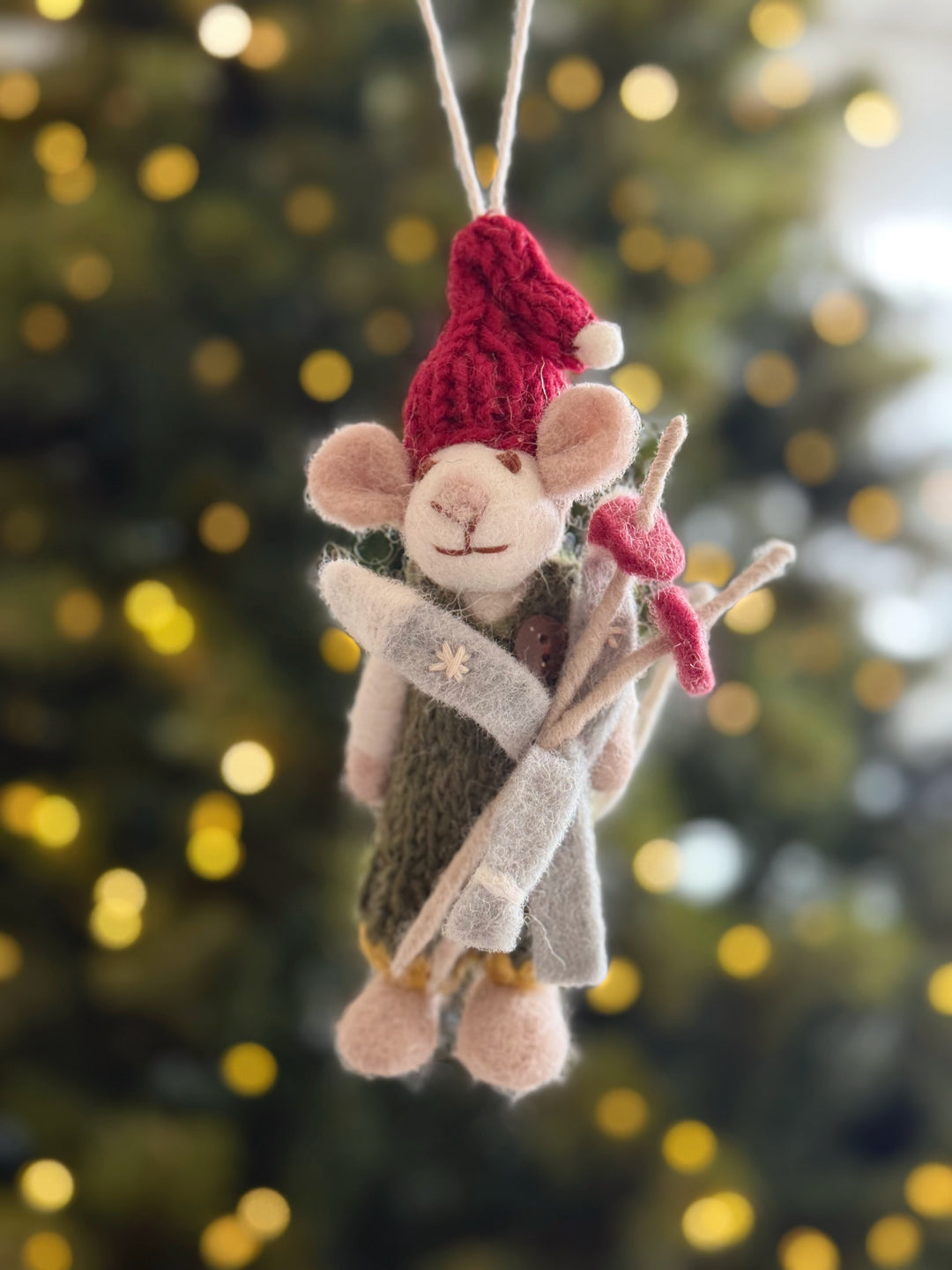 Ski Trip Mouse Wool Felt Ornament