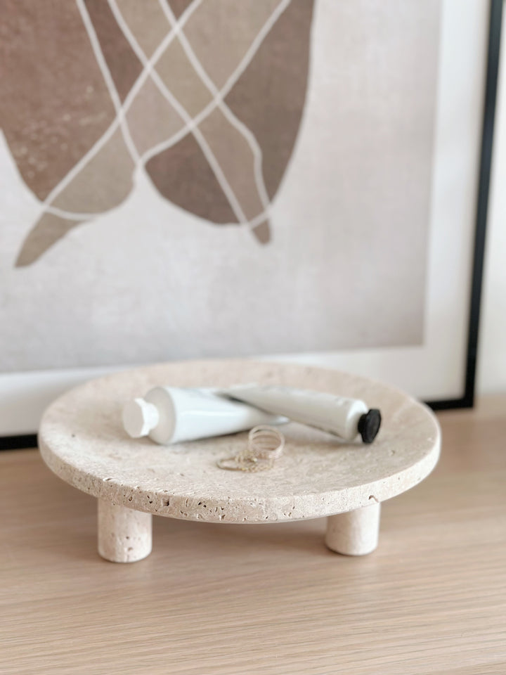 PRE-ORDER (9-15 May): Travertine Pedestal Round Tray