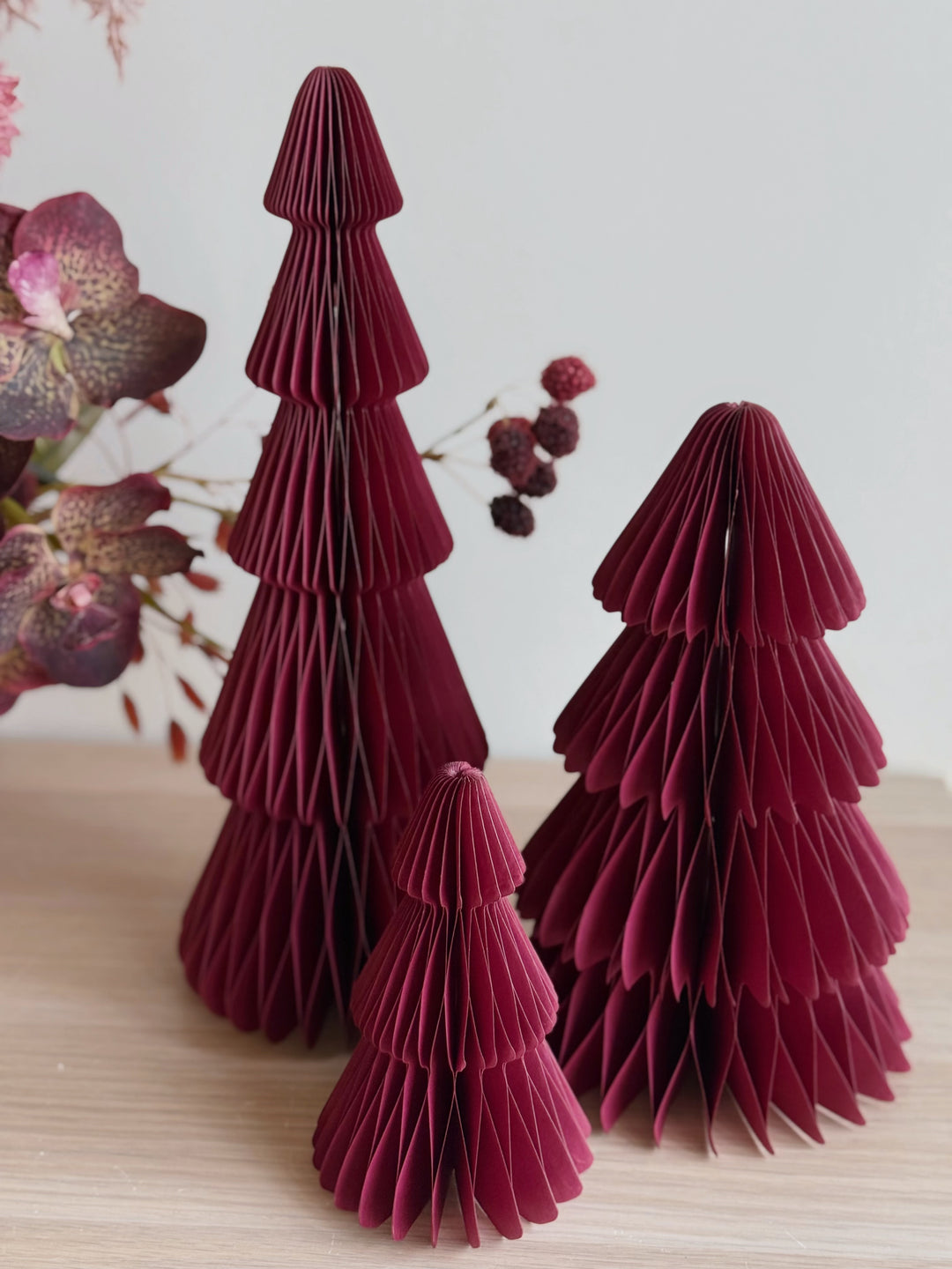 Cherry Wine Honeycomb Paper Trees (Set of 3)